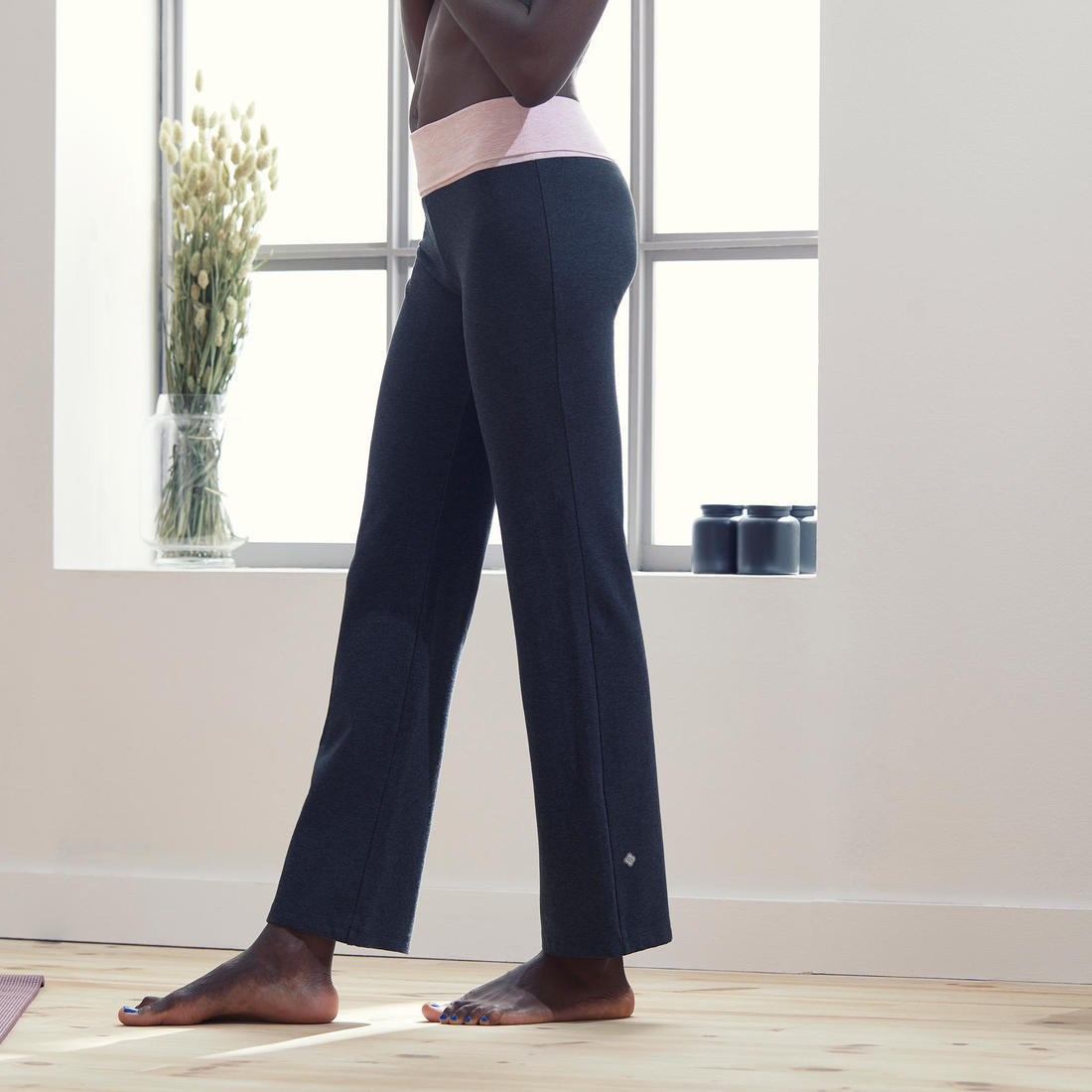 Pantalón de yoga de algodón negro y para mujer