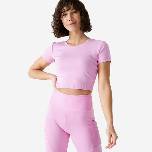 





Playera Crop Top Fitness Cardio Mujer Rosa Manga Corta