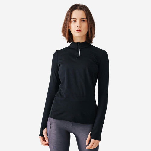 





Playera manga larga cálida Running Mujer - Zip warm negro