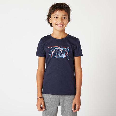 





Playera niños algodón - Básica azul marino con estampado