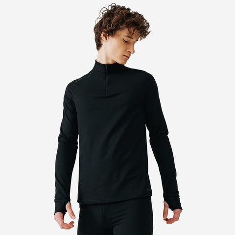 





Playera cierre cálida manga larga running Hombre KIPRUN Run 100 Warm negro