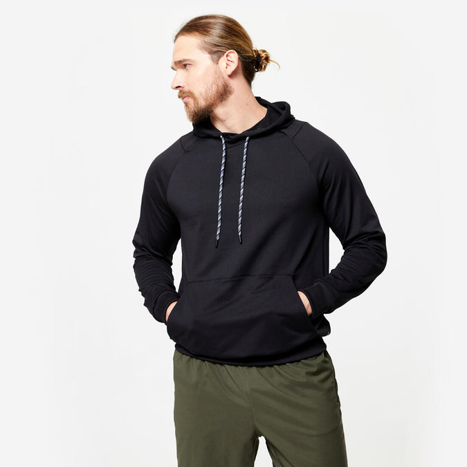 





Sudadera fitness transpirable con capucha negra lisa para hombre Essentiel 100, photo 1 of 7