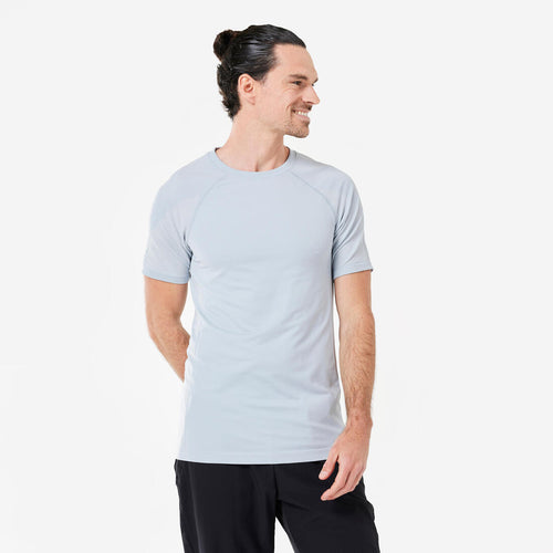 





Playera Yoga Dinámico Hombre Gris Claro Manga Corta Seamless Sin Costuras