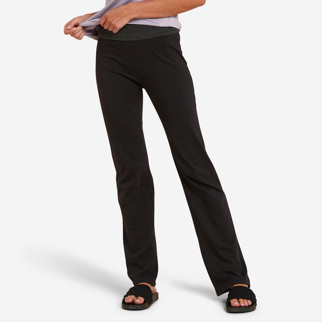 Pantalón de yoga de algodón negro y para mujer