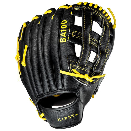 





Guante de béisbol diestro infantil amarillo con negro BA100