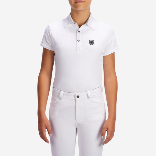 





Polo concurso equitación fouganza 100 COMPET niños blanco manga corta