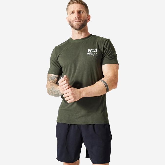 





Playera de cross training con corte slim y cuello redondo caqui para hombre, photo 1 of 5