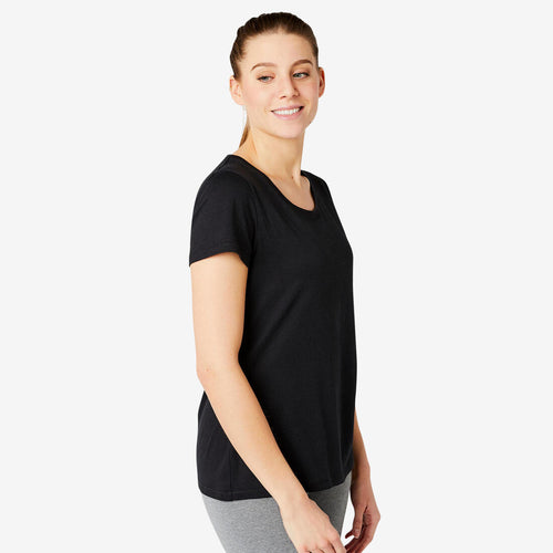 





Remera de Fitness para Mujer - 500 - Negro - Manga Corta - Corte Recto - Cuello Redondo - Algodón