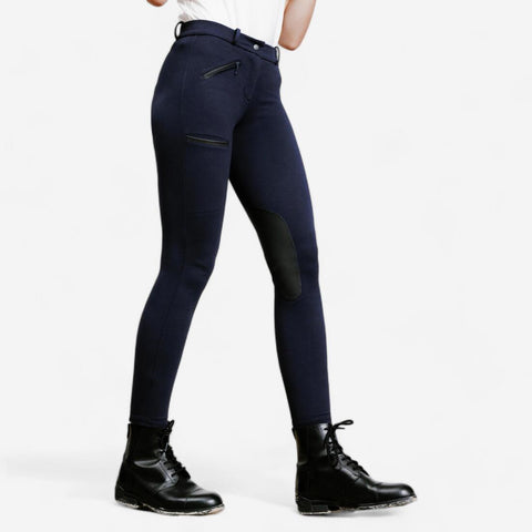 





Pantalón de equitación negro para mujer, de algodón y con badana