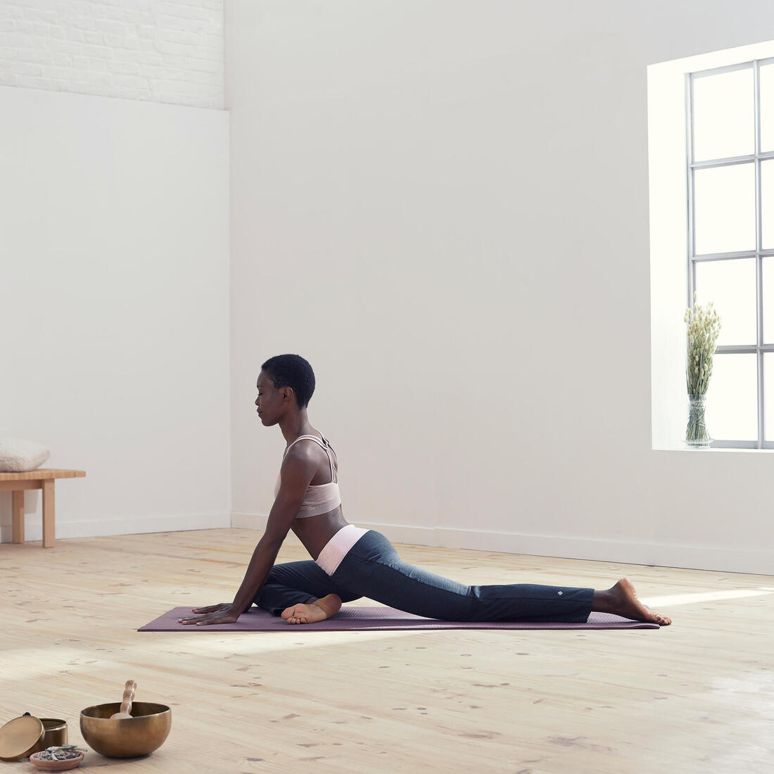 Pantalón de yoga de algodón negro y para mujer