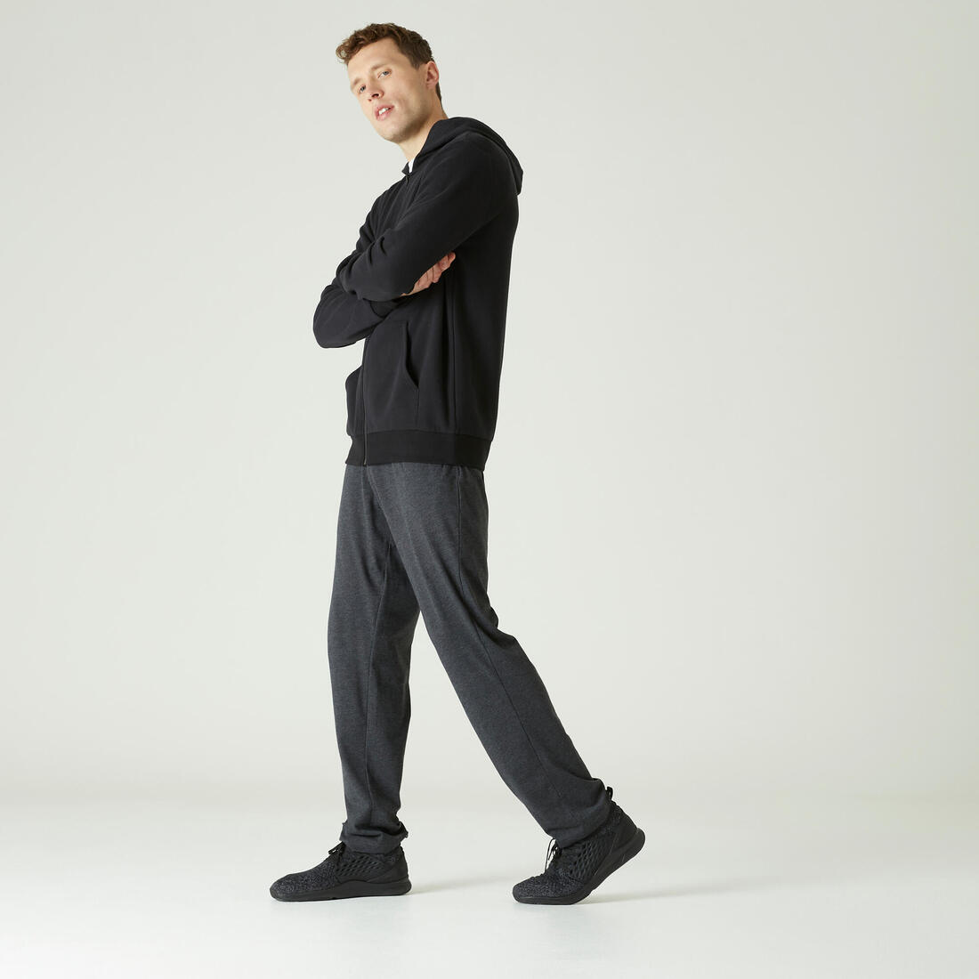 Pantalón jogger de fitness gris oscuro para hombre 100
