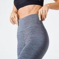 Leggings de fitness y cardio de tiro alto gris jaspeado para mujer FTI 100