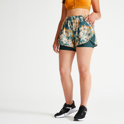 





Short de fitness 2 en 1 antirrozaduras en muslos con estampado verde 520