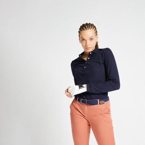 





Polo de golf de manga larga azul marino para mujer MW500