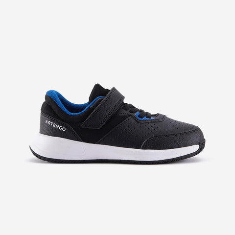 





Calzado de tenis de velcro negro con azul para niños Essentiel KD