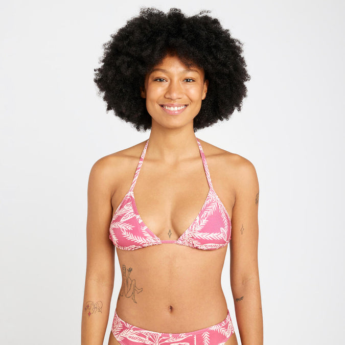 





Top de bikini de surf de triángulos rosa texturizado para mujer Mae Palmer, photo 1 of 4