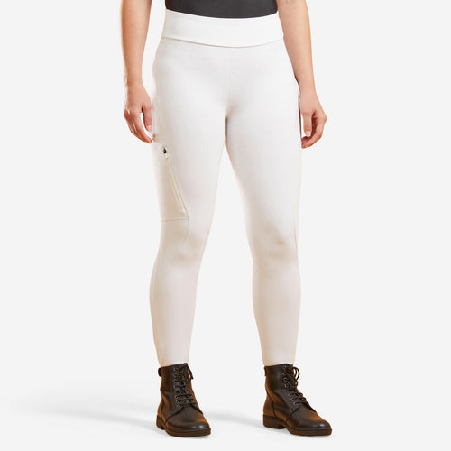 





Leggings de equitación de competencia blancos para mujer 500 Fullgrip