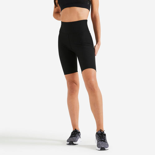 





Short de ciclista de fitness y cardio negro de tiro alto para mujer