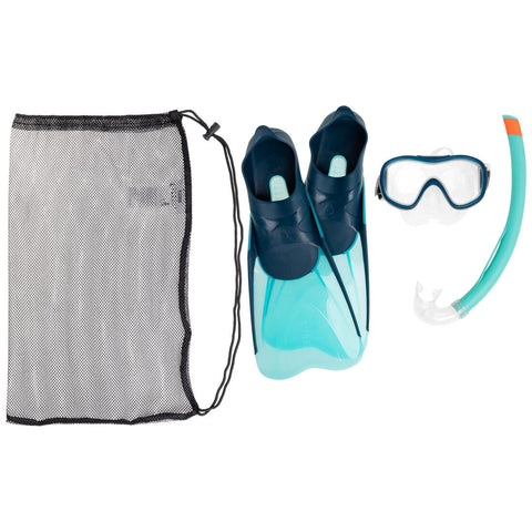 





Kit Aletas Máscara Tubo Snorkel SNK 500 Niños Azul Gris Menta Pastel