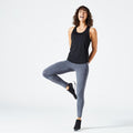 Leggings de fitness y cardio de tiro alto gris jaspeado para mujer FTI 100