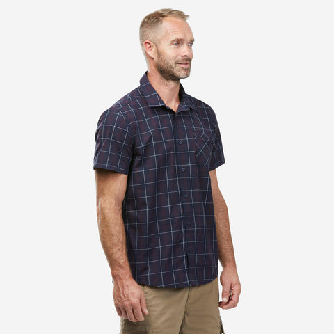 





Camisa de manga corta para hombre Trekking Viaje TRAVEL 100 cuadros negro