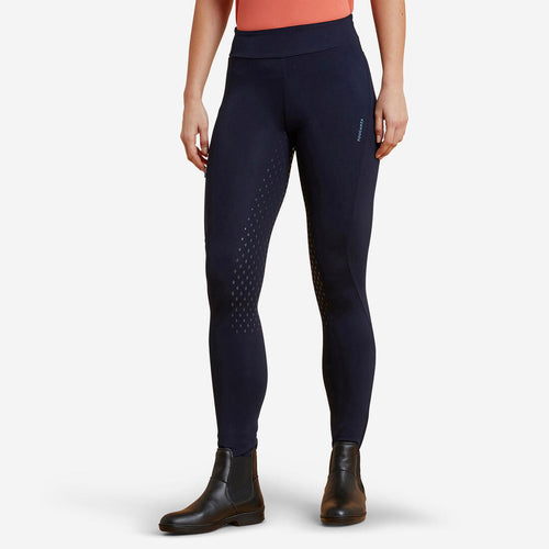 





Mallas Leggings Equitación Mujer 500 Badana Silicón Azul Marino