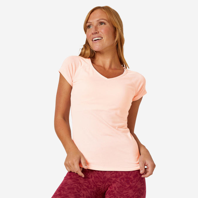 





Playera de fitness blanca con cuello en V para mujer 500 ESSENTIAL, photo 1 of 13