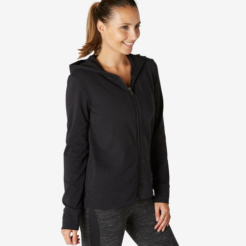 





Sudadera de Fitness para Mujer 500 - Negro - Cierre y capucha