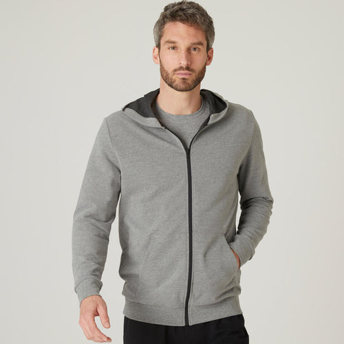 





Sudadera de Fitness para Hombre 100 - Gris Esquisto - Cierre y Capucha