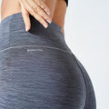 Leggings de fitness y cardio de tiro alto gris jaspeado para mujer FTI 100